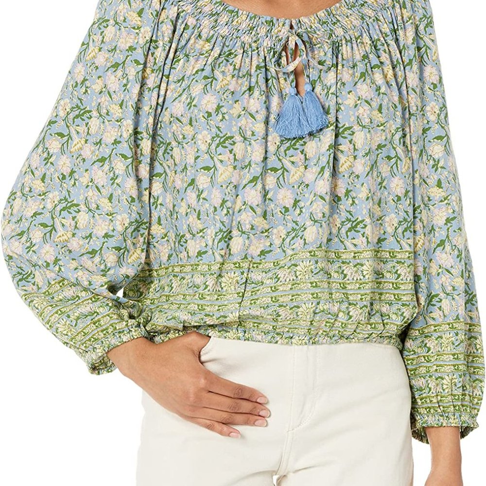 Lucky bubble hem peasant top - size M